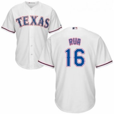 Youth Majestic Texas Rangers 16 Ryan Rua Replica White Home Cool Base MLB Jersey