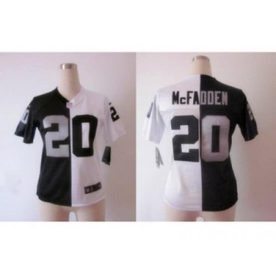 Nike Women Oakland Raiders #20 Darren McFadden Black-White jerseys[Split Elite]