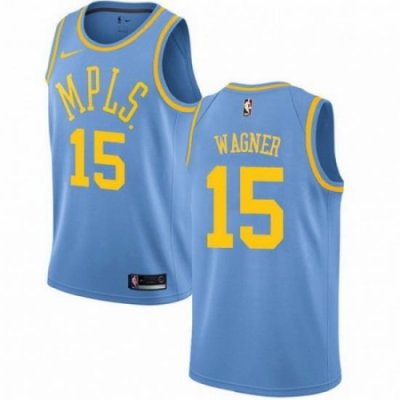 Mens Nike Los Angeles Lakers 15 Moritz Wagner Swingman Blue Hardwood Classics NBA Jersey