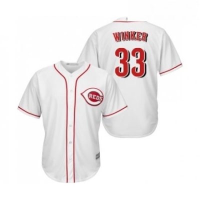 Youth Cincinnati Reds 33 Jesse Winker Replica White Home Cool Base Baseball Jersey