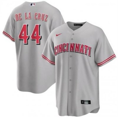 Men Cincinnati Reds 44 Elly De La Cruz Gray Cool Base Stitched Baseball Jersey