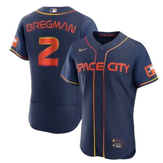 Men Houston Astros 2 Alex Bregman 2022 Navy City Connect Flex Base Stitched Baseball jersey