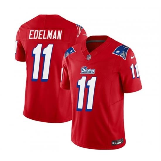 Men New England Patriots 11 Julian Edelman Red 2023 F U S E  Throwback Limited Stitched Football Jersey