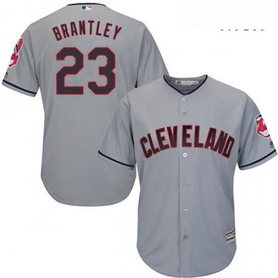 Mens Majestic Cleveland Indians 23 Michael Brantley Replica Grey Road Cool Base MLB Jersey