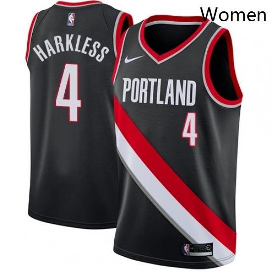 Womens Nike Portland Trail Blazers 4 Moe Harkless Swingman Black Road NBA Jersey Icon Edition