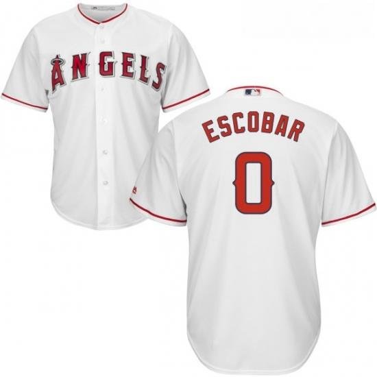 Youth Majestic Los Angeles Angels of Anaheim 0 Yunel Escobar Authentic White Home Cool Base MLB Jersey