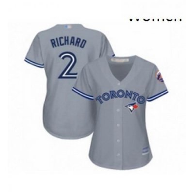 Womens Toronto Blue Jays 2 Clayton Richard Replica Grey Road Baseball Jersey