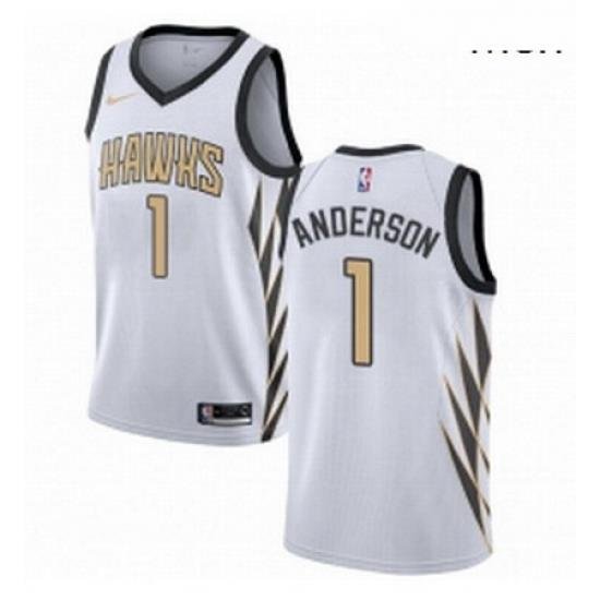 Mens Nike Atlanta Hawks 1 Justin Anderson Swingman White NBA Jersey City Edition