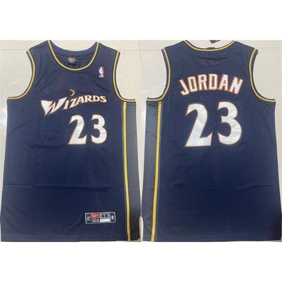 Men Washington Wizards 23 Michael Jordan Navy Throwback Stitched Jersey