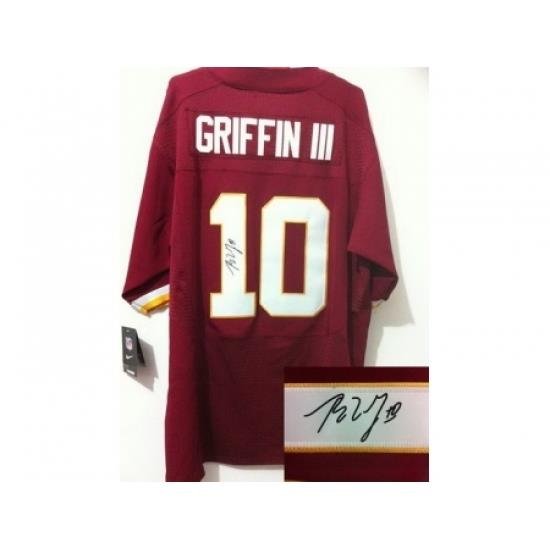 Nike Washington Redskins 10 Robert Griffin III Red Elite Signed NFL Jersey