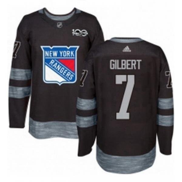 Mens Adidas New York Rangers 7 Rod Gilbert Premier Black 1917 2017 100th Anniversary NHL Jersey