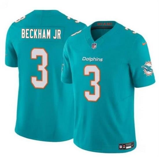 Men Miami Dolphins 3 Odell Beckham Jr Aqua 2023 F U S E Vapor Limited Stitched Football Jersey