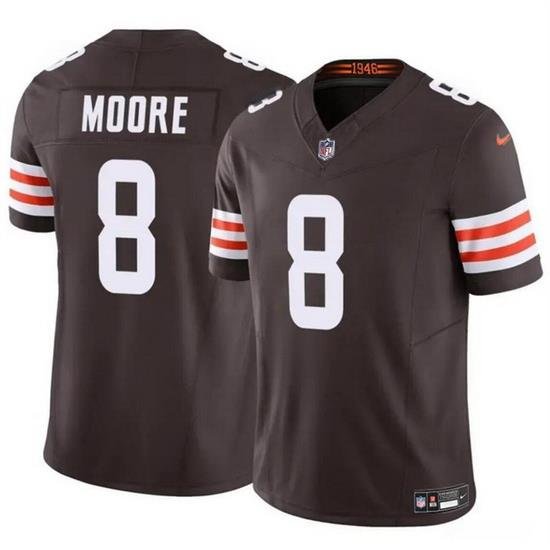 Men Cleveland Browns 8 Elijah Moore Brown 2023 F U S E Vapor Limited Stitched Football Jersey