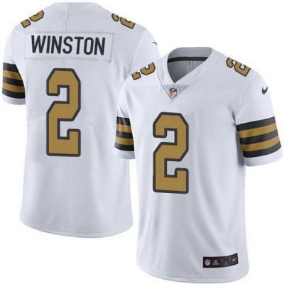 Nike Saints 2 Jameis Winston White Men Stitched NFL Limited Rush Jersey