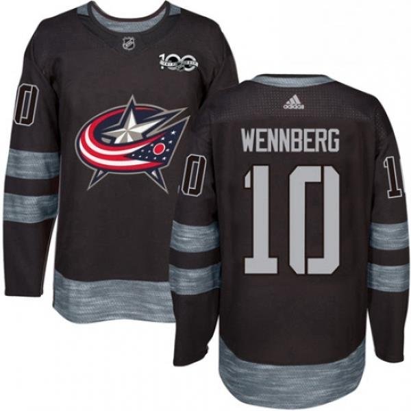 Mens Adidas Columbus Blue Jackets 10 Alexander Wennberg Premier Black 1917 2017 100th Anniversary NHL Jersey