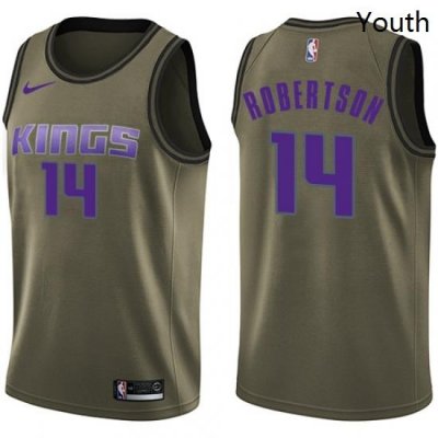 Youth Nike Sacramento Kings 14 Oscar Robertson Swingman Green Salute to Service NBA Jersey