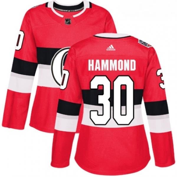 Womens Adidas Ottawa Senators 30 Andrew Hammond Authentic Red 2017 100 Classic NHL Jersey