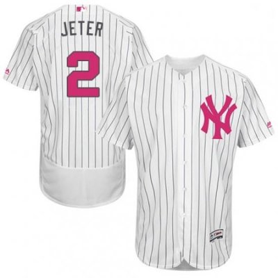 Mens Majestic New York Yankees 2 Derek Jeter Authentic White 2016 Mothers Day Fashion Flex Base MLB Jersey