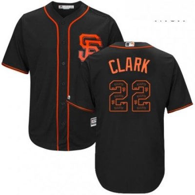 Mens Majestic San Francisco Giants 22 Will Clark Authentic Black Team Logo Fashion Cool Base MLB Jersey