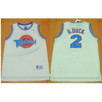 Space Jam Tune Squad #2 Daffy Duck White Movie Stitched Basketball Jersey