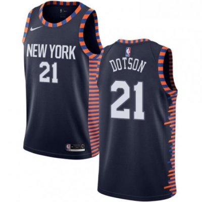 Youth Nike New York Knicks 21 Damyean Dotson Swingman Navy Blue NBA Jersey 2018 19 City Edition