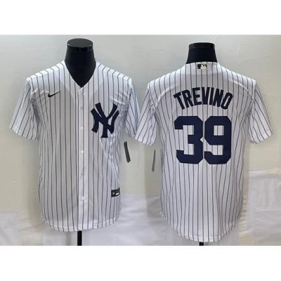 Men's NeW York Yankees #39 Jose Trevino White Cool Base Stitched Baseball Jersey