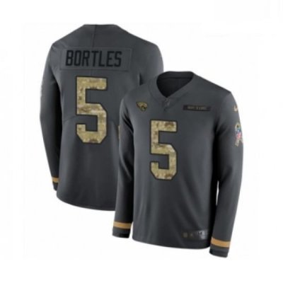 Men Nike Jacksonville Jaguars 5 Blake Bortles Limited Black Salute to Service Therma Long Sleeve NFL Jersey