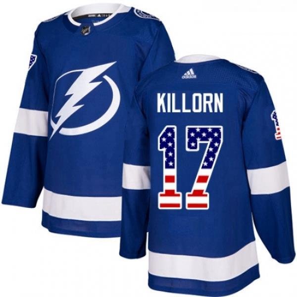 Youth Adidas Tampa Bay Lightning 17 Alex Killorn Authentic Blue USA Flag Fashion NHL Jersey