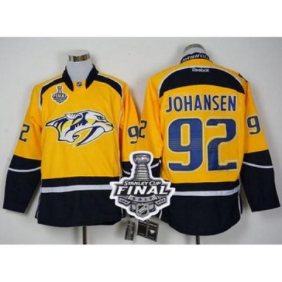 Predators #92 Ryan Johansen Yellow Home 2017 Stanley Cup Final Patch Stitched NHL Jersey