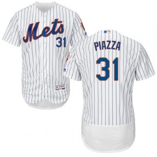 Mens Majestic New York Mets 31 Mike Piazza White Home Flex Base Authentic Collection MLB Jersey