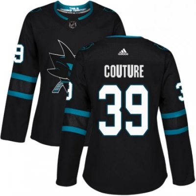 Womens Adidas San Jose Sharks 39 Logan Couture Premier Black Alternate NHL Jersey