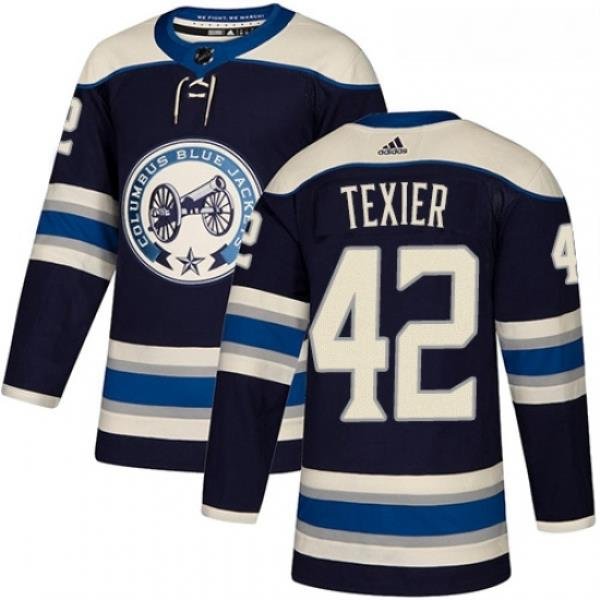 Youth Adidas Columbus Blue Jackets 42 Alexandre Texier Authentic Navy Blue Alternate NHL Jersey