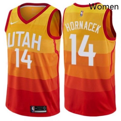 Womens Nike Utah Jazz 14 Jeff Hornacek Swingman Orange NBA Jersey City Edition