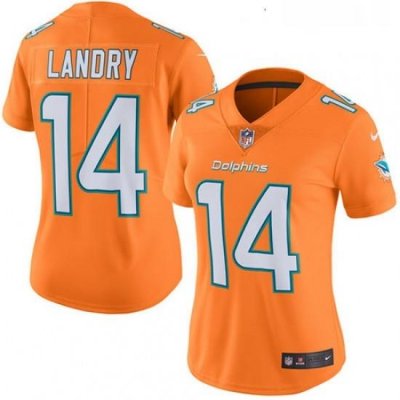 Womens Nike Miami Dolphins 14 Jarvis Landry Limited Orange Rush Vapor Untouchable NFL Jersey