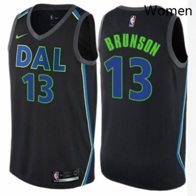 Womens Nike Dallas Mavericks 13 Jalen Brunson Swingman Black NBA Jersey City Edition