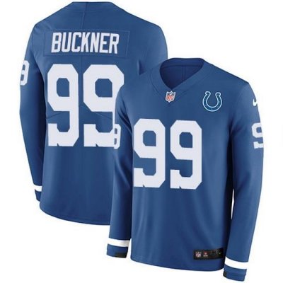 Nike Colts 99 DeForest Buckner Royal Blue Team Color Men Stitched NFL Limited Therma Long Sleeve Jersey