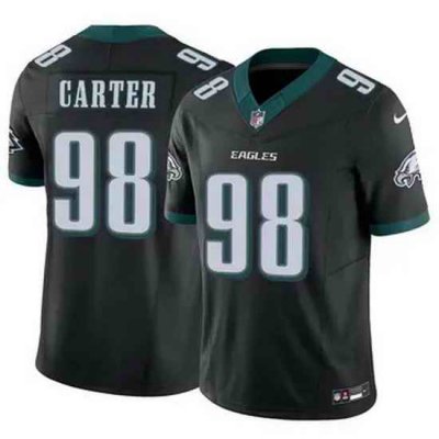 Men Philadelphia Eagles Jalen Carter #98 Black F U S E Stitched NFL Jersey