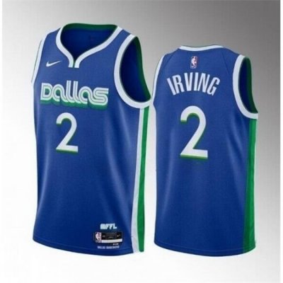 Men's Dallas Mavericks #2 Kyrie Irving Blue City Edition Stitched Basketball Jersey