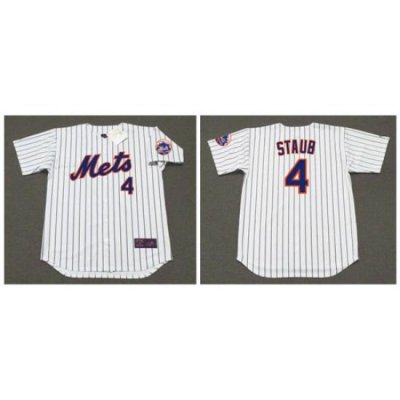 Mets 4 Rusty Staub White ThroWback Cool Base Jersey