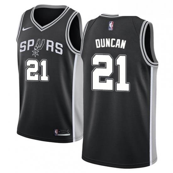 Mens Nike San Antonio Spurs 21 Tim Duncan Swingman Black Road NBA Jersey Icon Edition