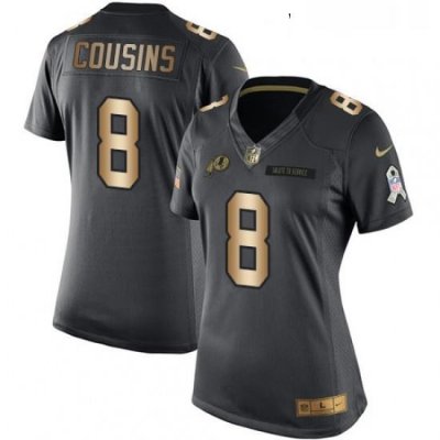 Womens Nike Washington Redskins 8 Kirk Cousins Limited BlackGold Salute to Service NFL Jersey