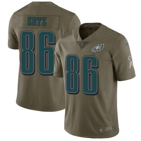 Nike Eagles #86 Zach Ertz Olive Mens Stitched NFL Limited 2017 Salute To Service Jersey