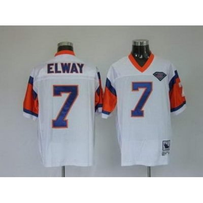 Denver Broncos 7 John Elway White Throwback Jerseys