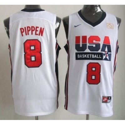 1992 Olympics Team USA 8 Scottie Pippen White Swingman Jersey