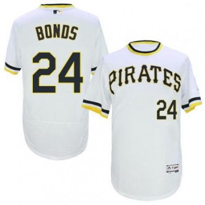 Mens Majestic Pittsburgh Pirates 24 Barry Bonds White Flexbase Authentic Collection Cooperstown MLB Jersey