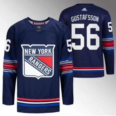 Men New York Rangers 56 Erik Gustafsson Navy Stitched Jersey