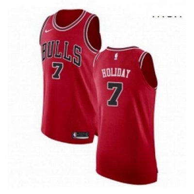 Mens Nike Chicago Bulls 7 Justin Holiday Authentic Red Road NBA Jersey Icon Edition