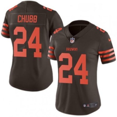 Womens Nike Cleveland Browns 24 Nick Chubb Limited Brown Rush Vapor Untouchable NFL Jersey