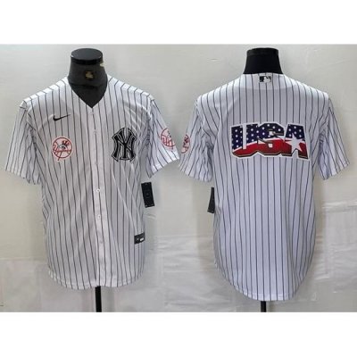 Men NeW York Yankees White Team Big Logo Cool Base Stitched Baseball Jersey 17