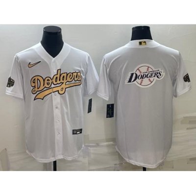 Men Los Angeles Dodgers White Team Big Logo Cool Base Stitched Baseball Jerseys